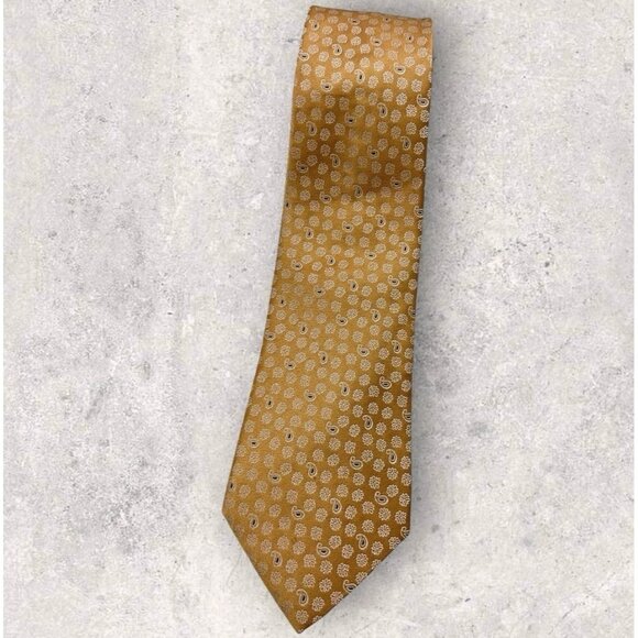 ERMENEGILDO ZEGNA Silk Tie ITALY Salmon White Blue Paisley Floral W:3.5